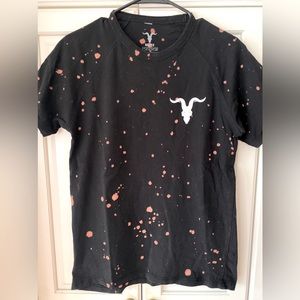 BLITZ street Punk Graphic T-shirt bleach washed men's S Short sleeve Longhorn